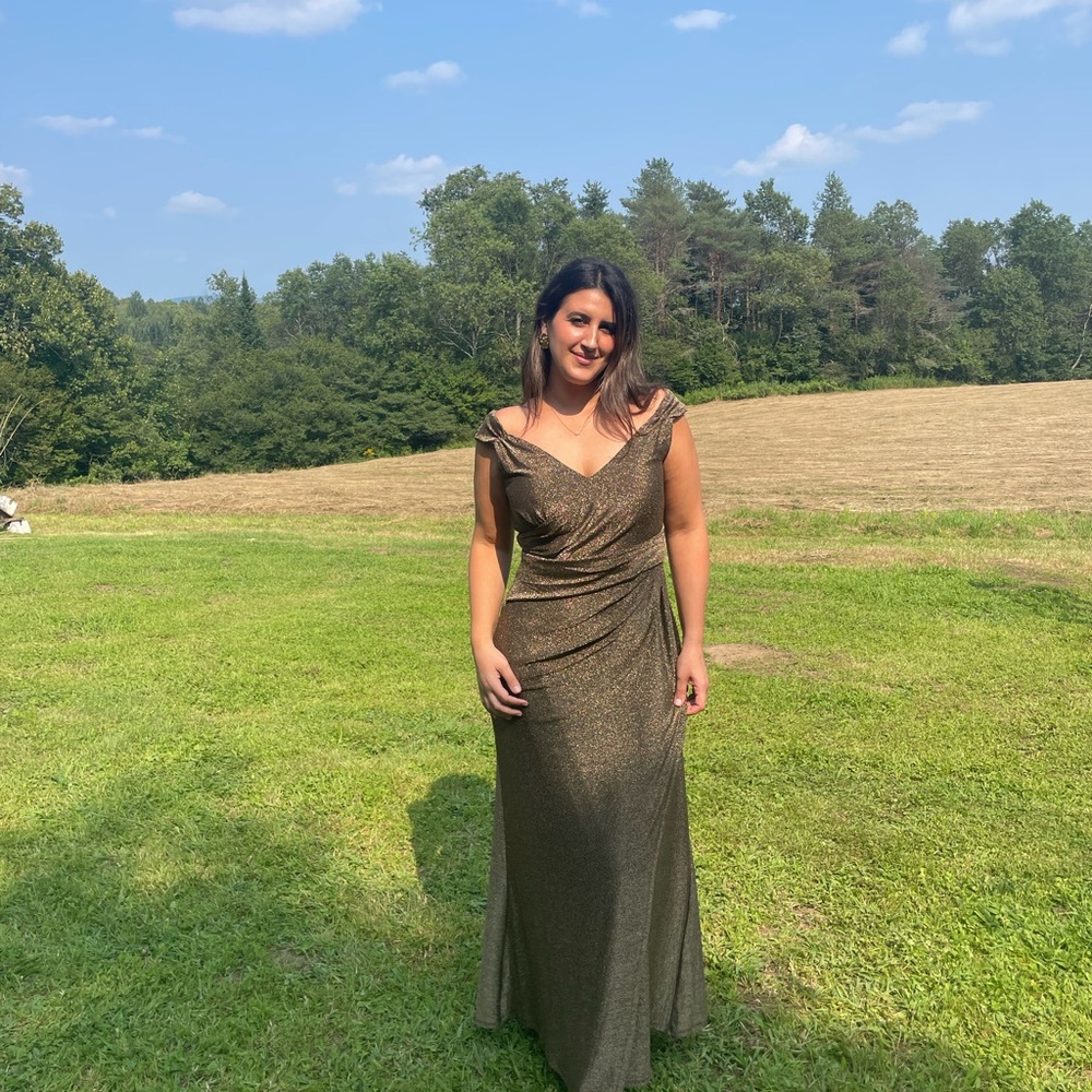DKNY Gold Dress (wedding guest, bridesmaid, special occasions)